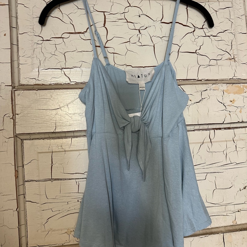 Hiatus Light Blue Tie-Front Spaghetti Strap Camisole